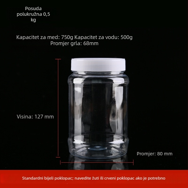 Prozirno debela plastična boca za med s poklopcem, zapečaćeni spremnik do 300 ml