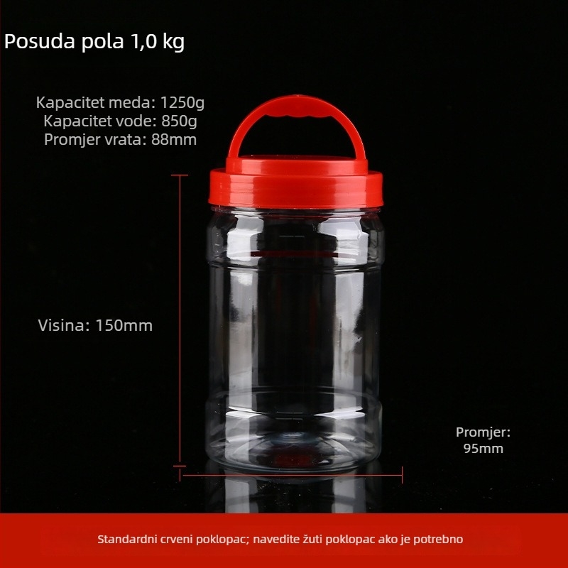 Prozirno debela plastična boca za med s poklopcem, zapečaćeni spremnik do 300 ml