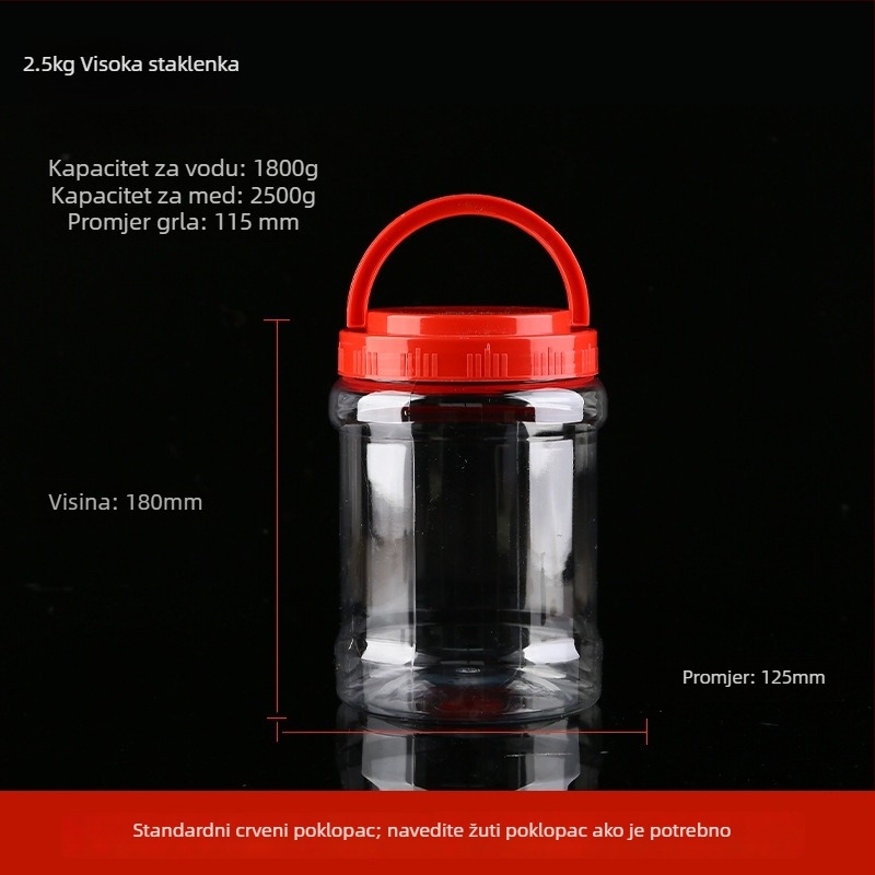 Prozirno debela plastična boca za med s poklopcem, zapečaćeni spremnik do 300 ml