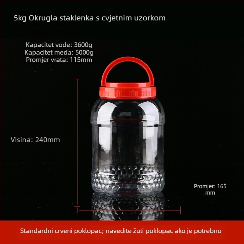 Prozirno debela plastična boca za med s poklopcem, zapečaćeni spremnik do 300 ml