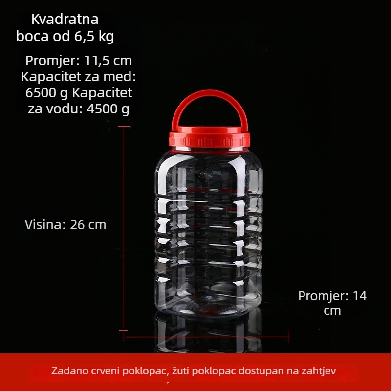 Prozirno debela plastična boca za med s poklopcem, zapečaćeni spremnik do 300 ml
