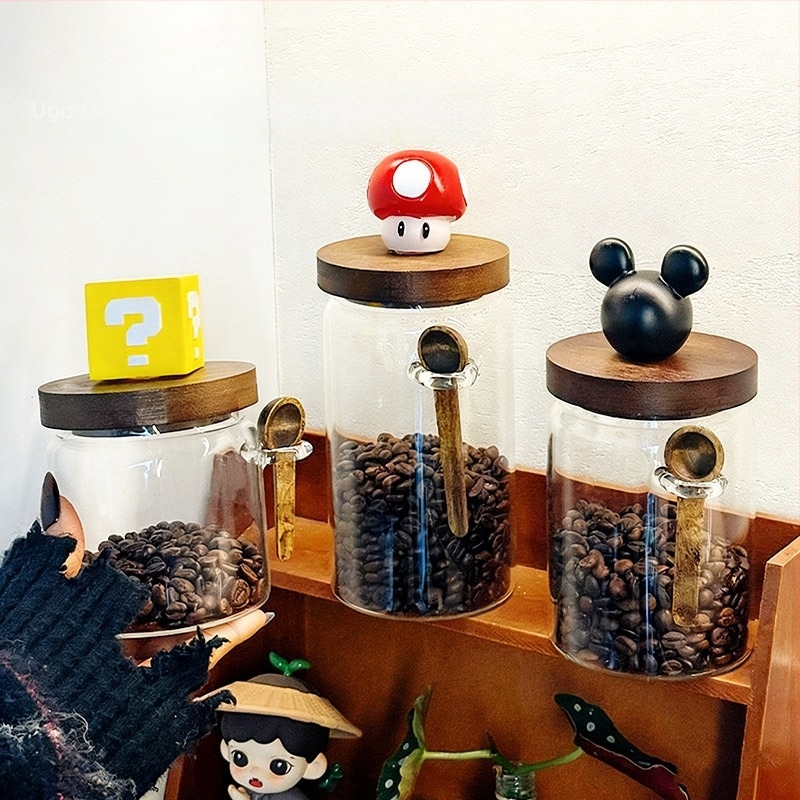Stakleni spremnik za kavu, zatvoren spremnik za hranu, za čaj, mlijeko u prahu, suhe namirnice, začine i grickalice