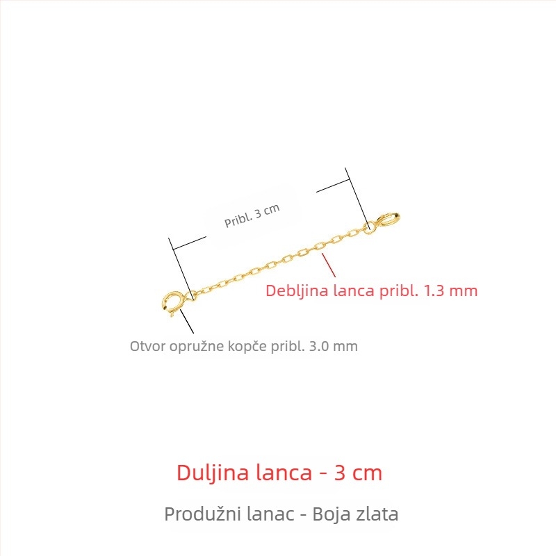 925 srebrni ogrlica s debelim produženim lancem, 18K ružičasto zlato premaz, podesiva kopča, produžni lančić za privjesak