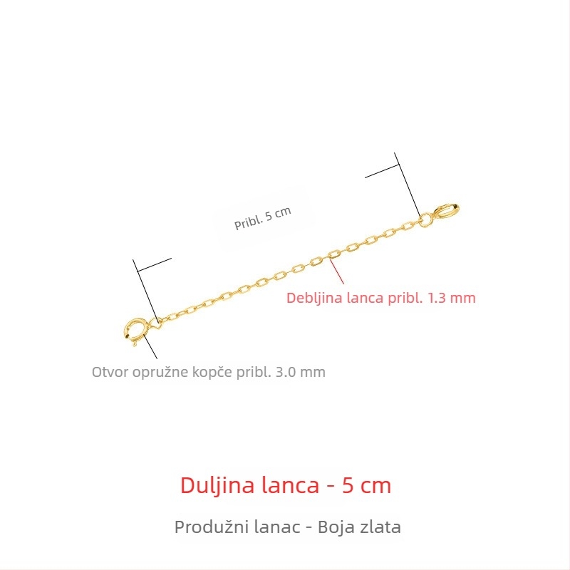 925 srebrni ogrlica s debelim produženim lancem, 18K ružičasto zlato premaz, podesiva kopča, produžni lančić za privjesak