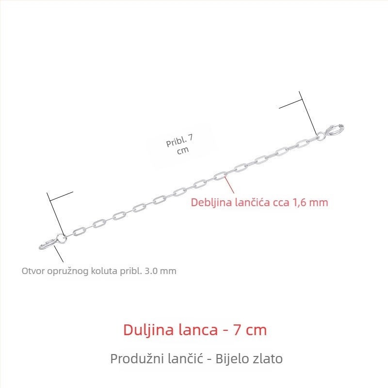 925 srebrni ogrlica s debelim produženim lancem, 18K ružičasto zlato premaz, podesiva kopča, produžni lančić za privjesak