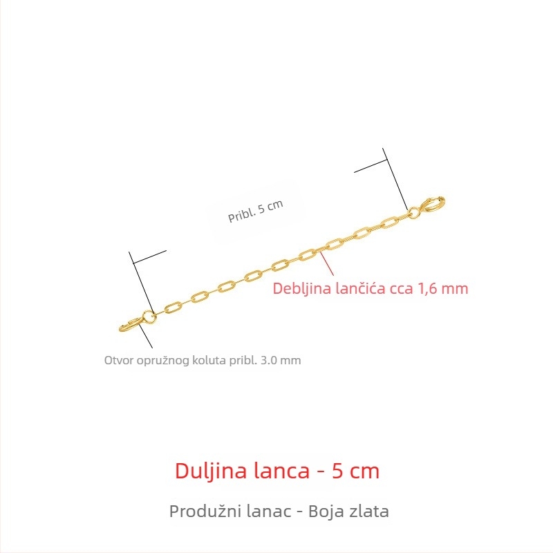 925 srebrni ogrlica s debelim produženim lancem, 18K ružičasto zlato premaz, podesiva kopča, produžni lančić za privjesak