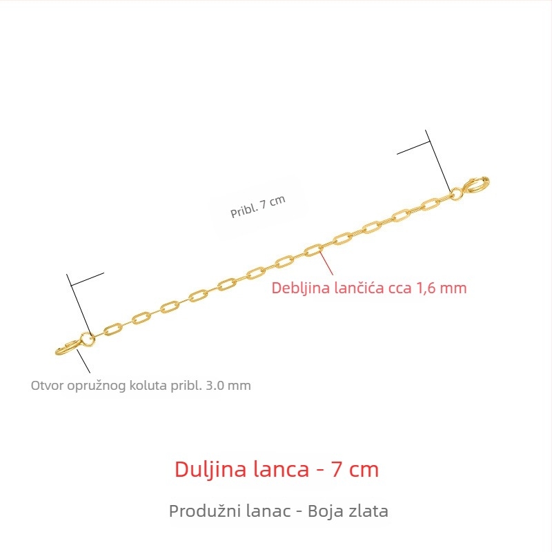 925 srebrni ogrlica s debelim produženim lancem, 18K ružičasto zlato premaz, podesiva kopča, produžni lančić za privjesak