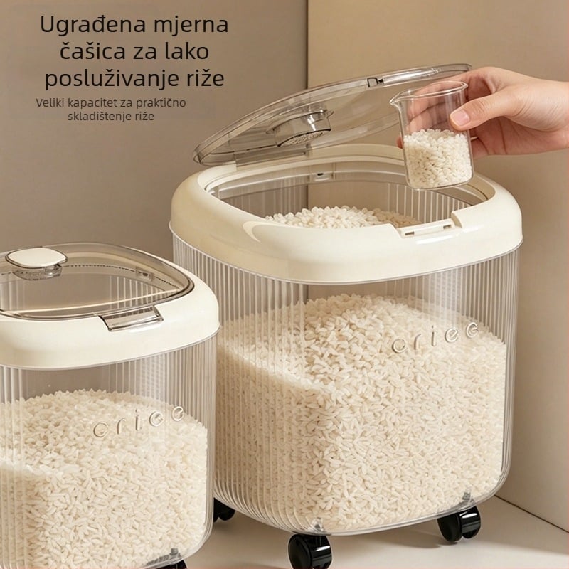 Kontejner za rižu s preklopnim poklopcem, otporan na insekte i vlagu, velika kapaciteta, za brašno i žitarice u kuhinji