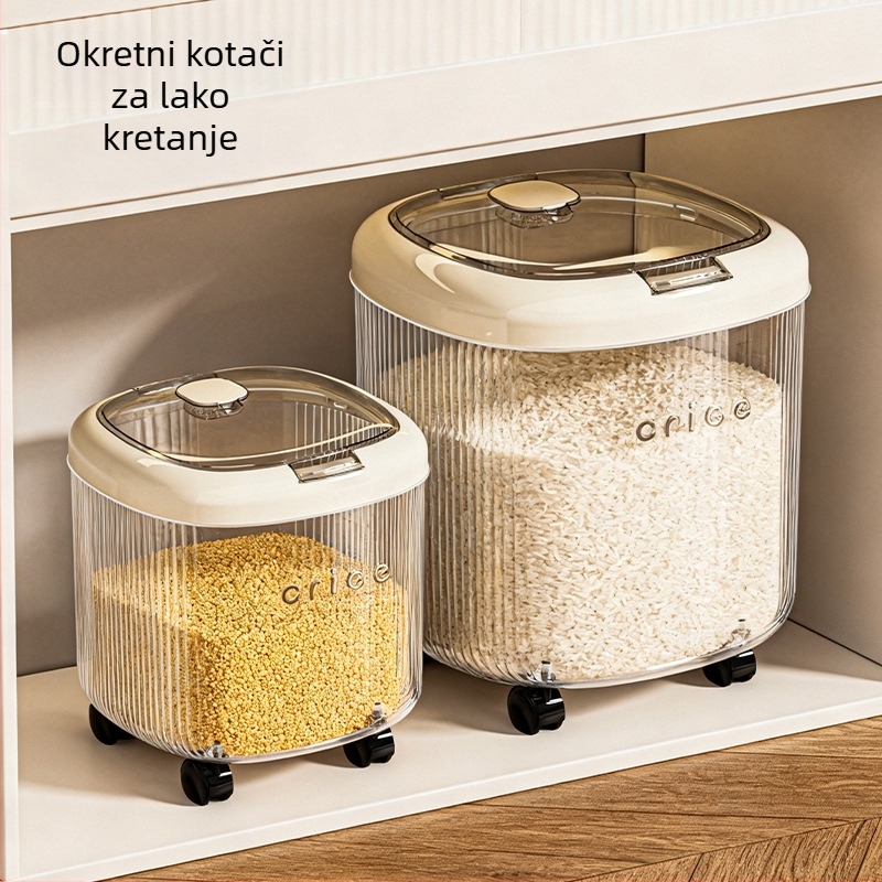 Kontejner za rižu s preklopnim poklopcem, otporan na insekte i vlagu, velika kapaciteta, za brašno i žitarice u kuhinji