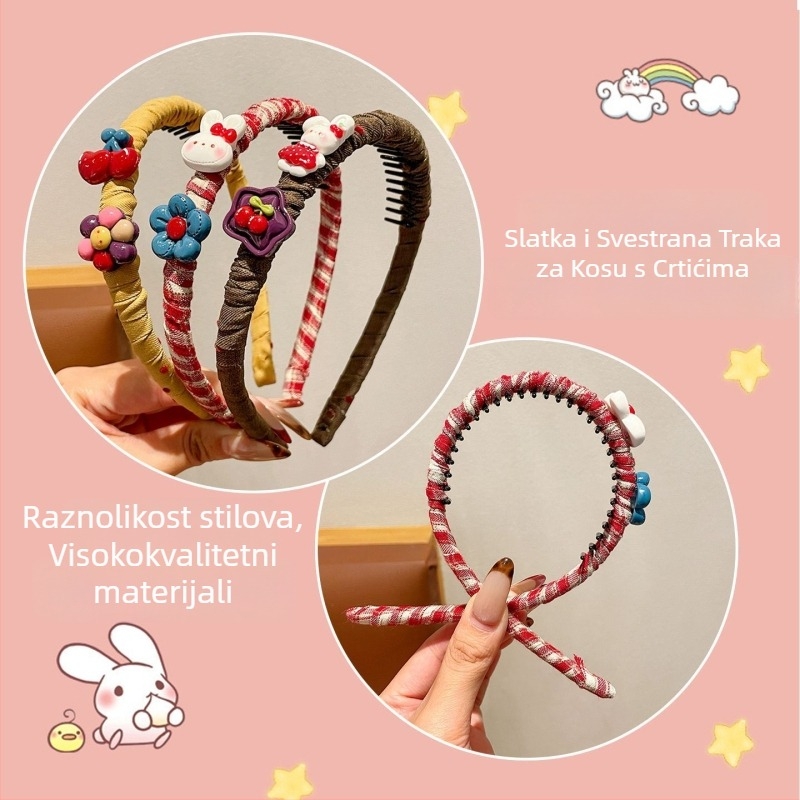 Dječji protuklizni pojas za kosu s Hello Kitty motivom, crtani stil