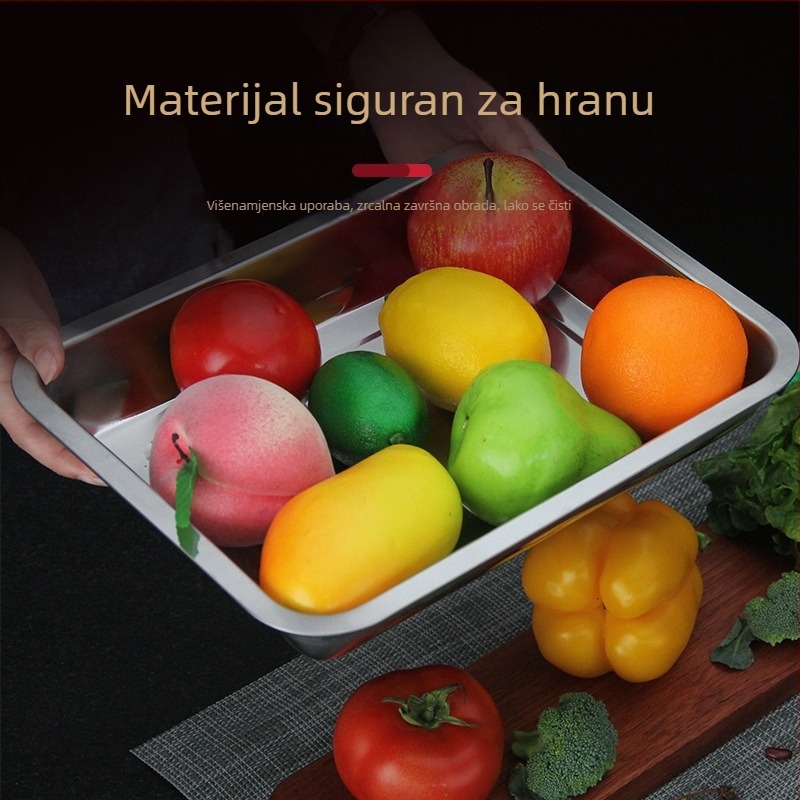 Tava od nehrđajućeg čelika, kvadratnog ili pravokutnog oblika, za roštilj, kuhanje na pari i pečenje; pogodna za posluživanje ribe i knedli.
