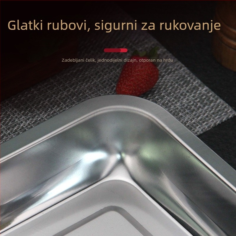 Tava od nehrđajućeg čelika, kvadratnog ili pravokutnog oblika, za roštilj, kuhanje na pari i pečenje; pogodna za posluživanje ribe i knedli.