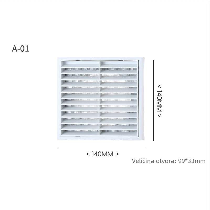 PP rešetkast zidni ventilacijski otvor, jednoslojni