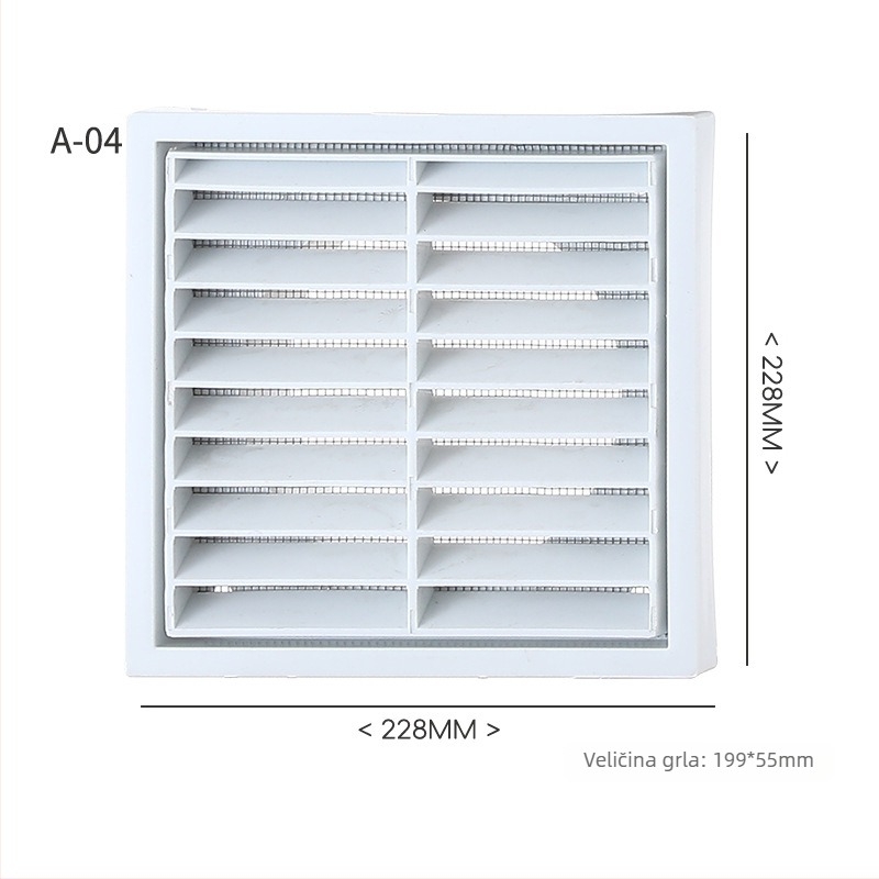 PP rešetkast zidni ventilacijski otvor, jednoslojni
