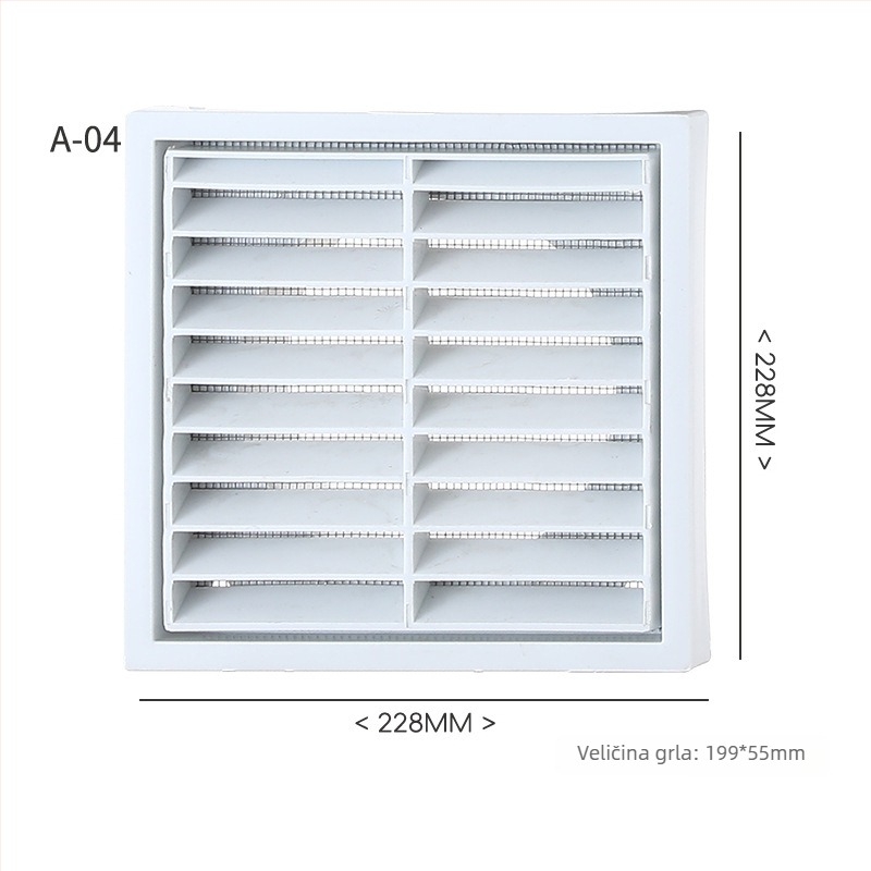 PP rešetkast zidni ventilacijski otvor, jednoslojni