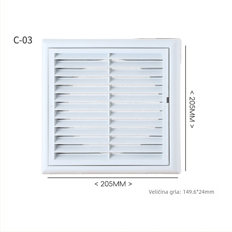 PP rešetkast zidni ventilacijski otvor, jednoslojni