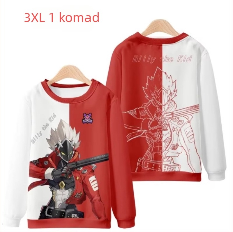 Muška hoodie s 3D ispisanim anime uzorkom, dugi rukavi, labav kroj