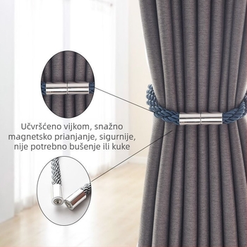 Cilindrični magnetski kaiš za zavjese, metalni, bez bušenja, magnetska kopča