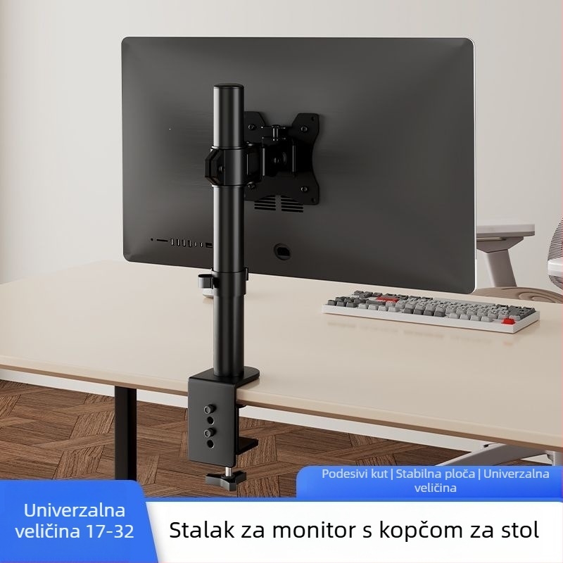 Držač monitora za stolno računalo, podesiva visina, rotacija, prijenosno, montaža bez bušenja, podignut i produžen