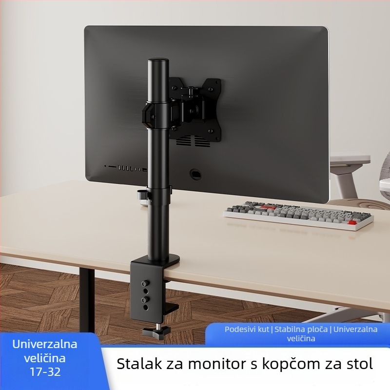 Držač monitora za stolno računalo, podesiva visina, rotacija, prijenosno, montaža bez bušenja, podignut i produžen