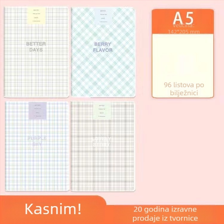 A5 blok-notes s mekanim PVC omotom, papir od slame, ljepilo povez, Instagram stil