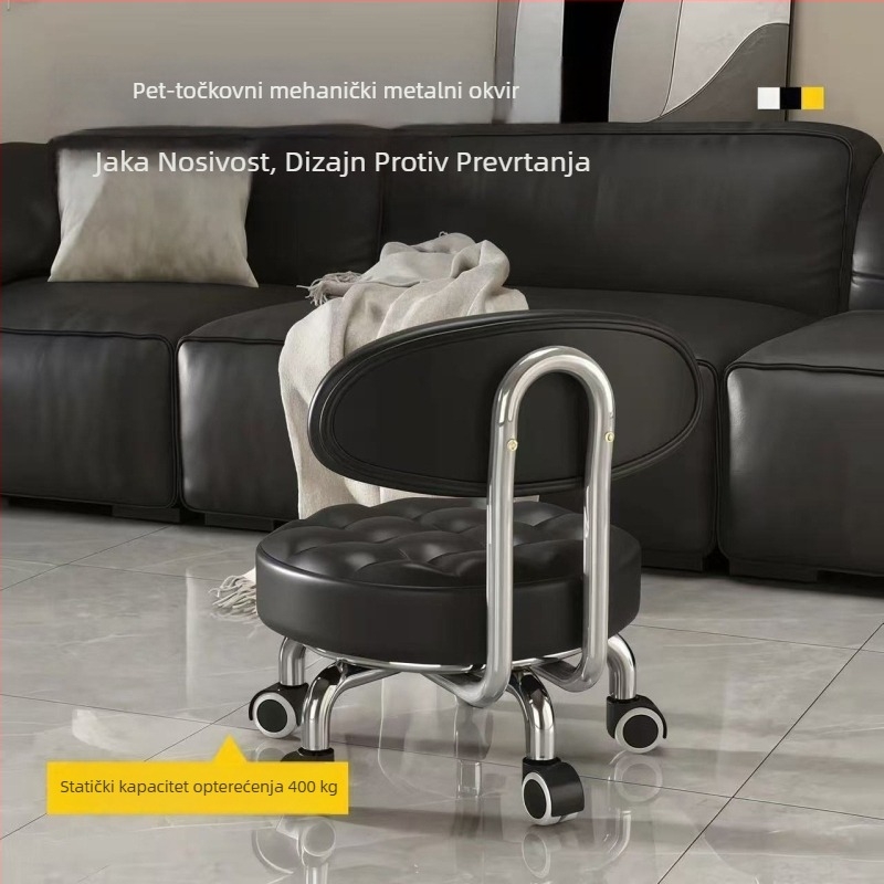 Kućna okretna stolica s kotačićima za podršku pri učenju hodanja djeteta, tiha, okrugla stolica s naslonom, pokretna, dostupna u više veličina
