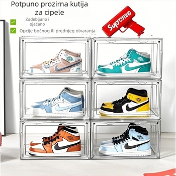 Prozirna akrilna kutija za cipele s izložbenim stalkom, prašinu otporna, magnetska, može se slagati