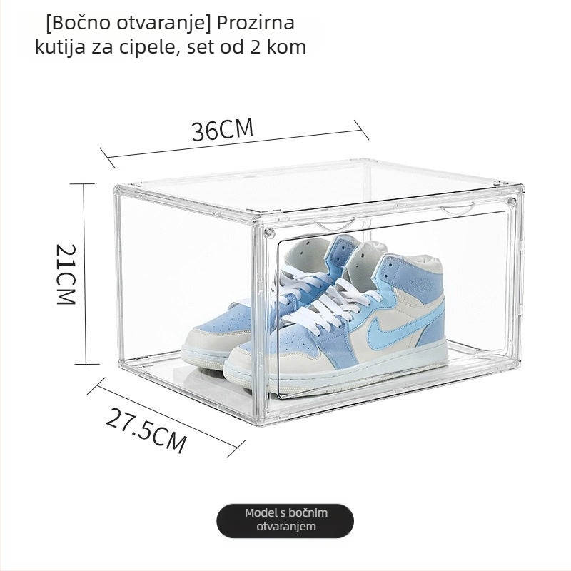 Prozirna akrilna kutija za cipele s izložbenim stalkom, prašinu otporna, magnetska, može se slagati