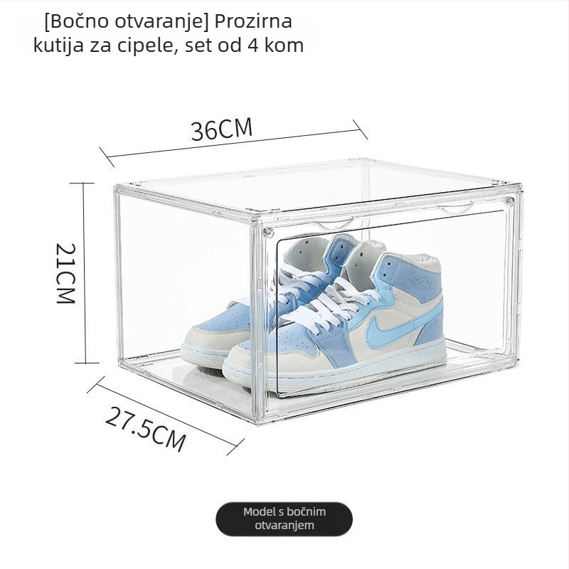Prozirna akrilna kutija za cipele s izložbenim stalkom, prašinu otporna, magnetska, može se slagati