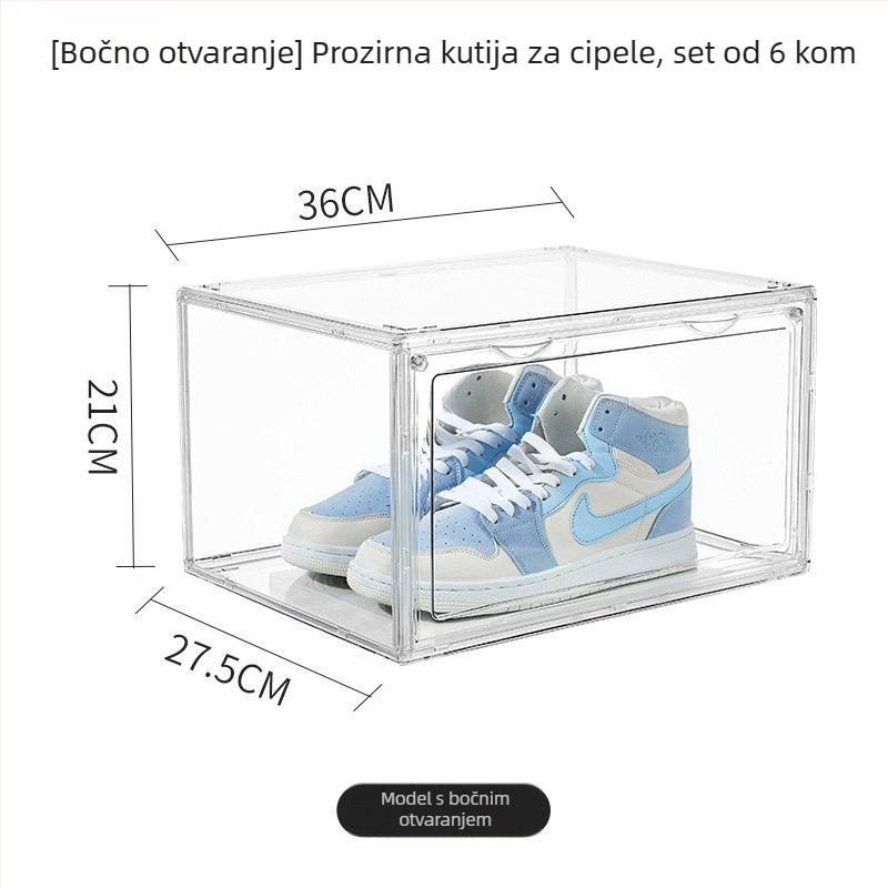 Prozirna akrilna kutija za cipele s izložbenim stalkom, prašinu otporna, magnetska, može se slagati
