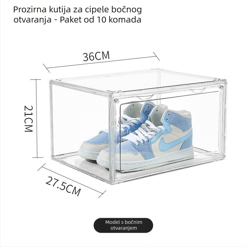 Prozirna akrilna kutija za cipele s izložbenim stalkom, prašinu otporna, magnetska, može se slagati
