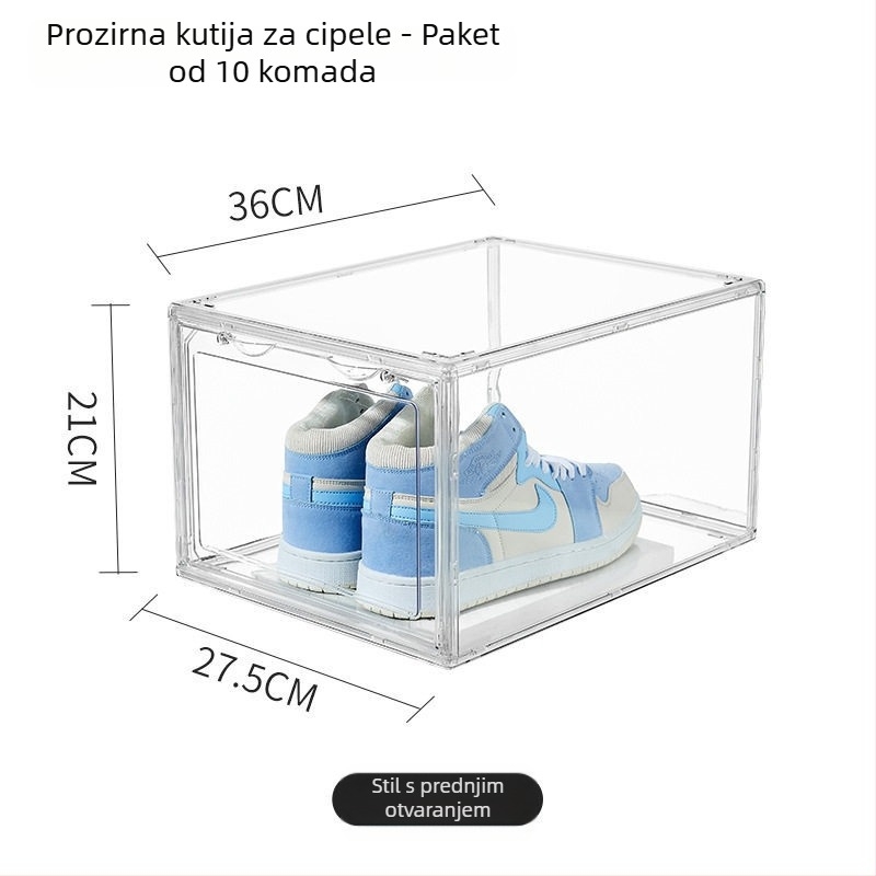 Prozirna akrilna kutija za cipele s izložbenim stalkom, prašinu otporna, magnetska, može se slagati