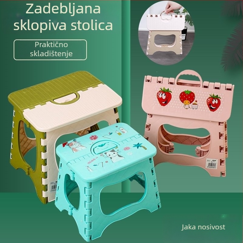 Debeli plastični sklopivi stol za odrasle, prijenosni niski ovalni stol za kućnu upotrebu