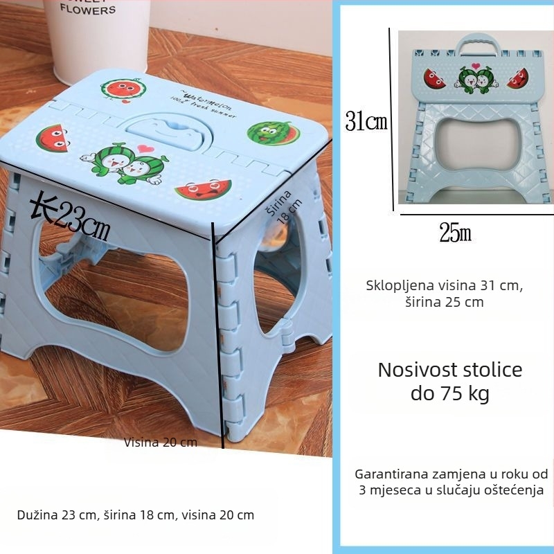 Debeli plastični sklopivi stol za odrasle, prijenosni niski ovalni stol za kućnu upotrebu