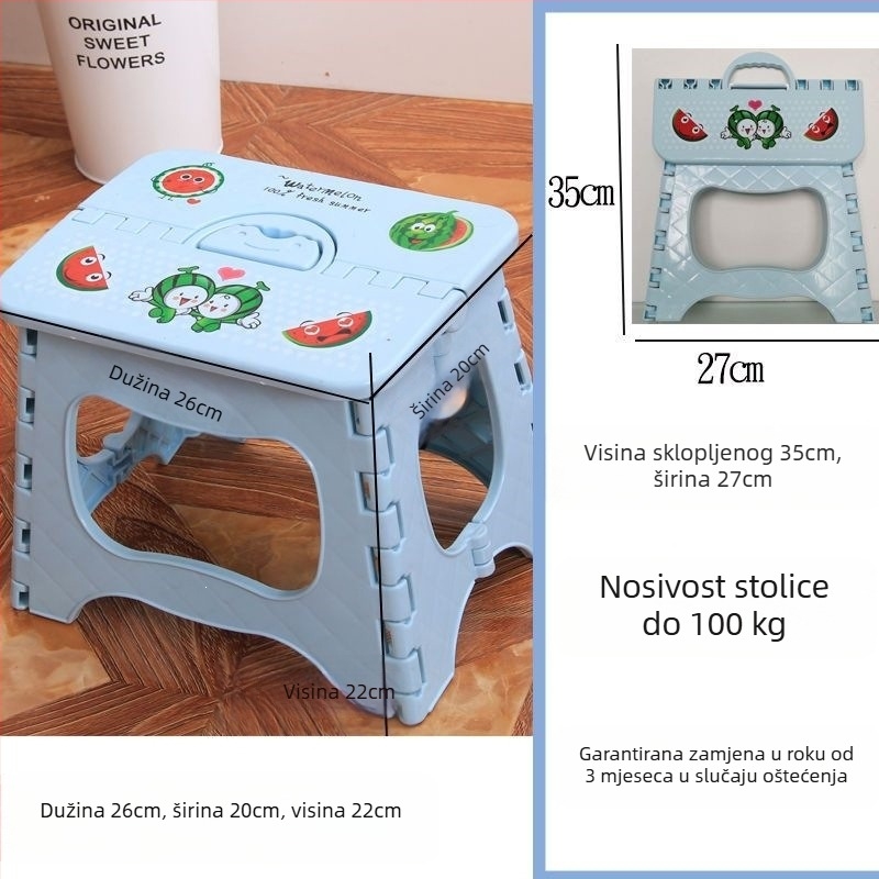 Debeli plastični sklopivi stol za odrasle, prijenosni niski ovalni stol za kućnu upotrebu
