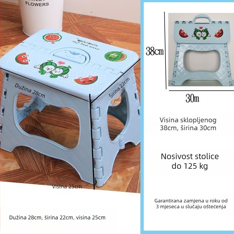 Debeli plastični sklopivi stol za odrasle, prijenosni niski ovalni stol za kućnu upotrebu