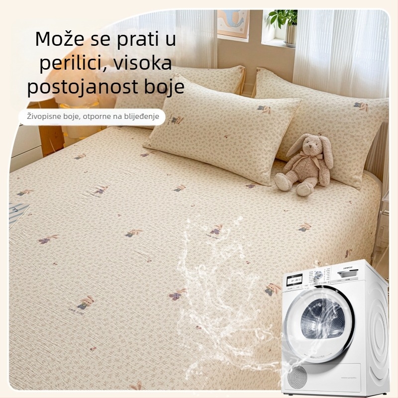 Debeli dvostruki sloj gaze plahta za jednodjelni krevet s jastučnicom, A-kategorija za majčinstvo i bebinu upotrebu, naborana gaze s cvjetnim uzorkom, trodjelni set