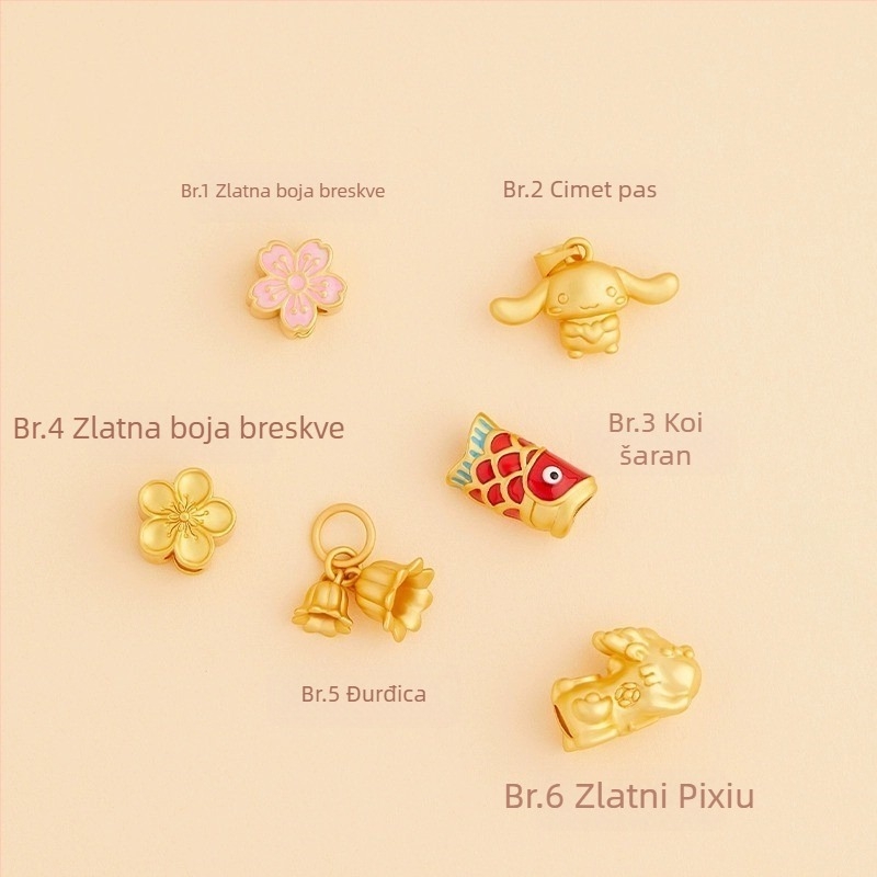 Unisex pletena narukvica od crvenog konca, DIY komad s pozlaćenim detaljem (polu završeno)