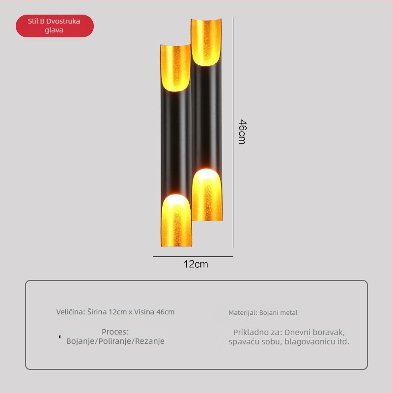 Nordijska zidna svjetiljka za spavaću sobu i dnevni boravak - aluminijska LED svjetiljka