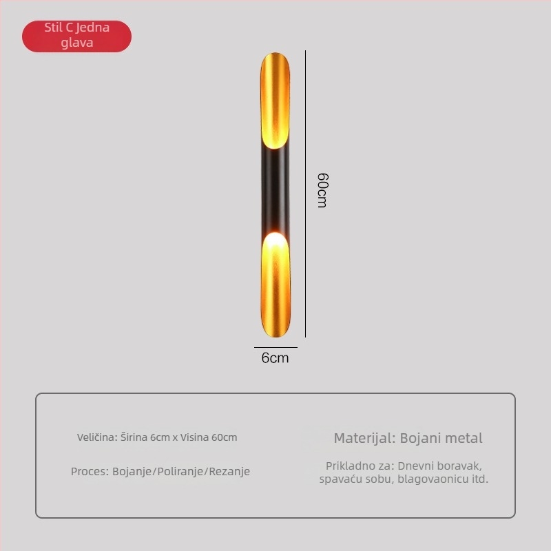 Nordijska zidna svjetiljka za spavaću sobu i dnevni boravak - aluminijska LED svjetiljka