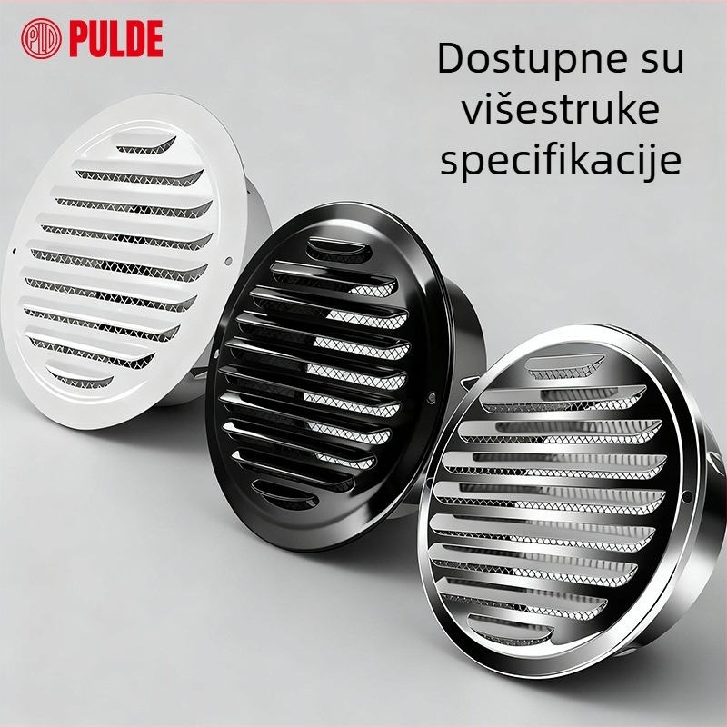 Crni lakirani nehrđajući čelik – ventilacijski poklopac s ispušnim poklopcem, okrugla rešetka, lamelne žaluzije, dišući poklopac