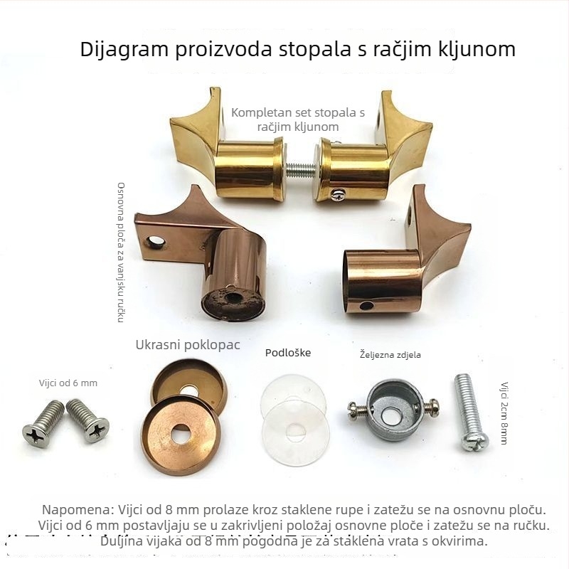 Aksesorij ručke za vrata trgovine od nehrđajućeg čelika, kvadratni cijev, klizna vrata, završna obrada brušena