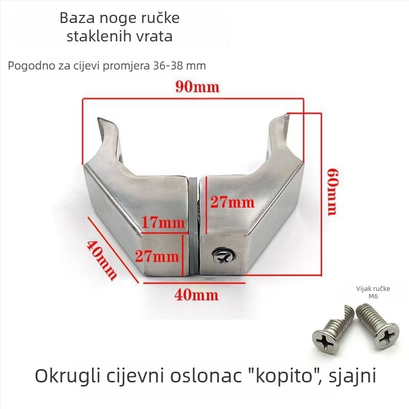 Aksesorij ručke za vrata trgovine od nehrđajućeg čelika, kvadratni cijev, klizna vrata, završna obrada brušena