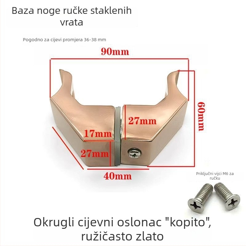 Aksesorij ručke za vrata trgovine od nehrđajućeg čelika, kvadratni cijev, klizna vrata, završna obrada brušena