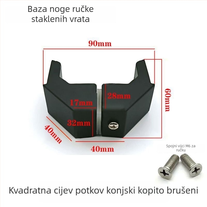 Aksesorij ručke za vrata trgovine od nehrđajućeg čelika, kvadratni cijev, klizna vrata, završna obrada brušena