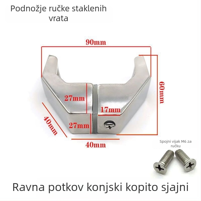 Aksesorij ručke za vrata trgovine od nehrđajućeg čelika, kvadratni cijev, klizna vrata, završna obrada brušena