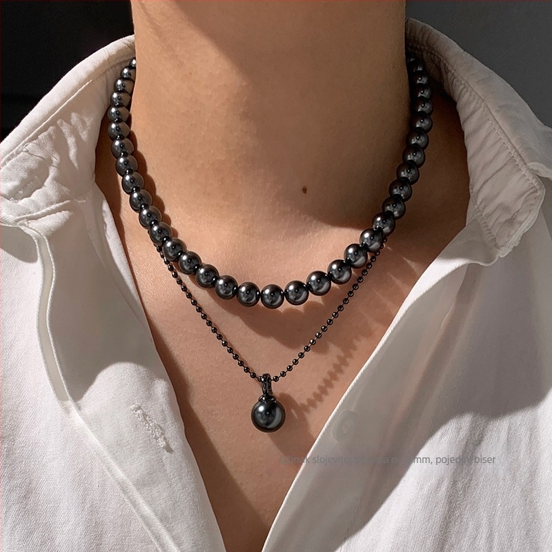Ženski ogrlica od Tahiti crnih bisera, platinsko-sivi završetak, visokokvalitetni choker, novi model 2024