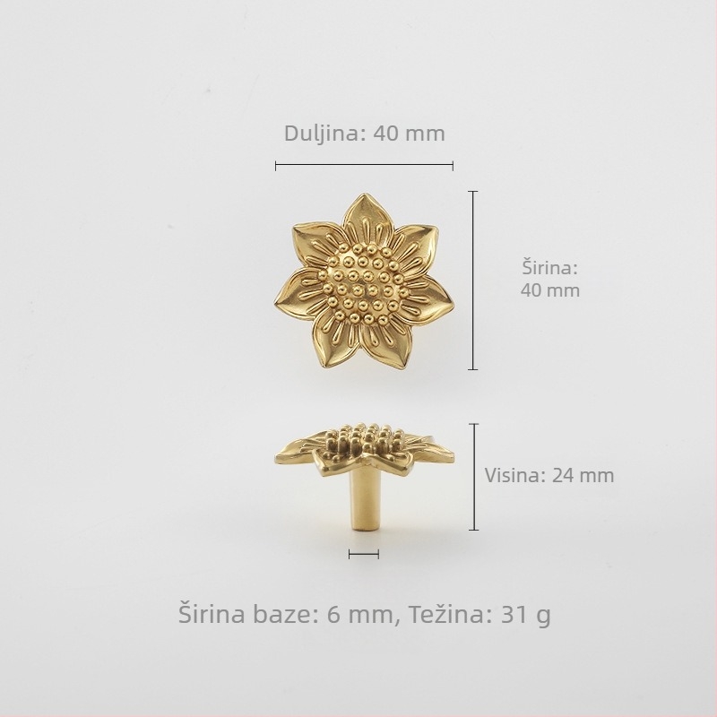 Mesingana ručka za namještaj u europskom stilu s motivima bor, lotos, cvijet šljive i bambusa