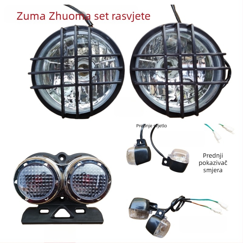 Eksterijer komplet za električni skuter: plastična kućišta, svjetlosni elementi, abazuri, sjedalo u obliku kante, jastuk za sjedenje, pedale, blatobran