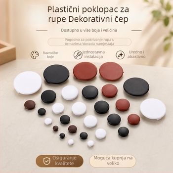 Kružni plastični čepovi za namještaj – dekorativne zaštitne kapice za rupe šarki i vijaka